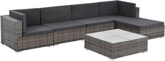 vidaXL Set De Muebles De Jard&iacute;n 6 Pzas Y Cojines Rat&aacute;n Sint&eacute;tico Gris Vidaxl