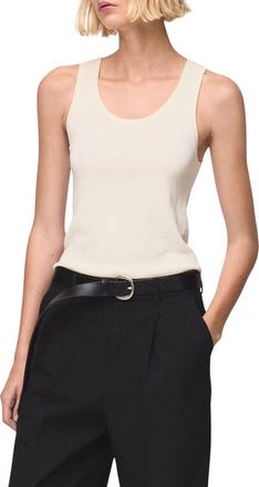 Mango Wool & Cotton Sweater Tank in Ecru at Nordstrom, Size Medium