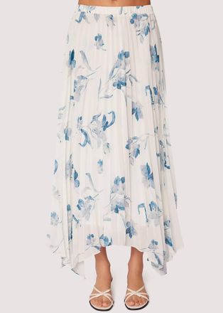 Lost + Wander Carolina Garden Maxi Skirt In Off White/blue