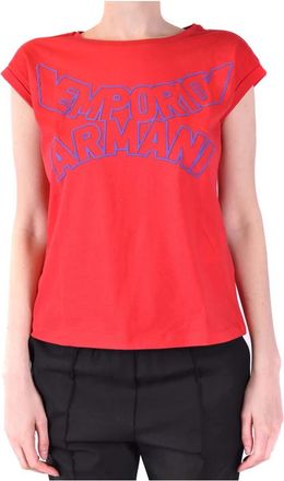 Emporio Armani T-shirt met korte mouwen - Dames - T-shirts - Rood - XS - Katoen - Tops