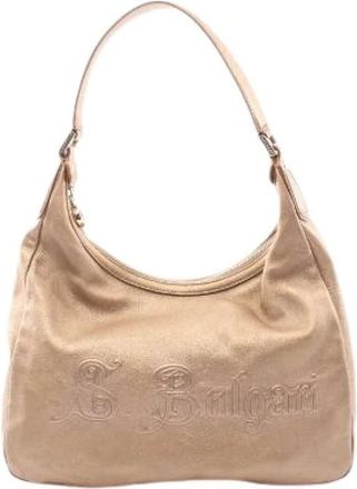 Bulgari Pre-owned Collezione Leren Schoudertas - Dames - Vintage Schoudertas - Beige - ONE Size - Leer - Vintage