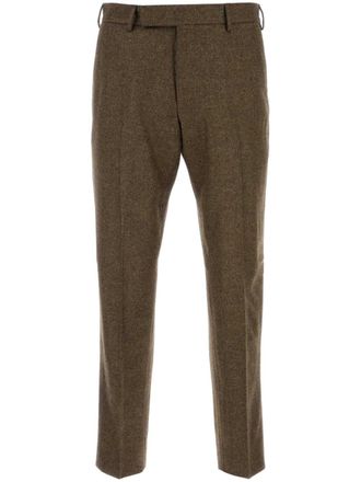 Pantaloni Torino pressed-crease tapered trousers - men - Virgin Wool/Linen/Flax/Silk/Elastane - 50 - Brown