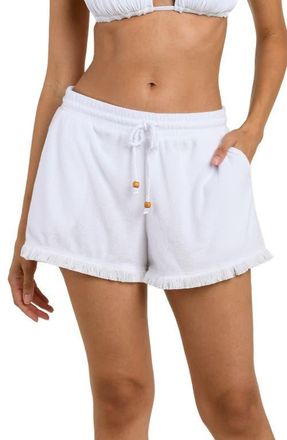 La Blanca Wild Beach Fringe Drawstring Shorts in White at Nordstrom, Size X-Small