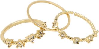 Ettika 18K Plated Crystal Set Of 3 Rings