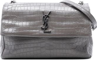 Saint Laurent Pre-owned Saint Laurent Medium Croc Embossed Calfskin Monogram West Hollywood Crossbody 7L43DX14YR20FUZG