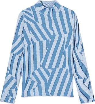 Kenzo stripe-pattern high-neck sweater - Blue