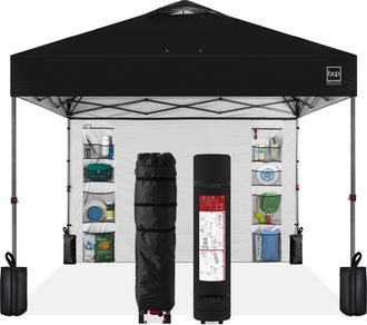 Best Choice Products 10x10ft Easy Setup Pop Up Canopy, Portable Tent w/ Side Wall, 1-Button Push, Case