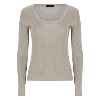 Fabiana Filippi Round-neck Knitwear, female, Beige, Size: S Crewneck Sweater