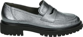 Paul Green Zilveren Instappers met Rubberen Zool - Dames - Loafers - Grijs - 40 EU - Leer - Schoenen