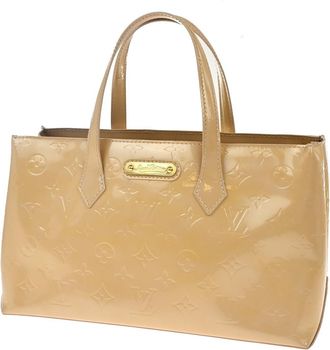 Louis Vuitton Wilshire Handbag Monogram Vernis Beige Patent_Leather Handbag (Pre-Owned)