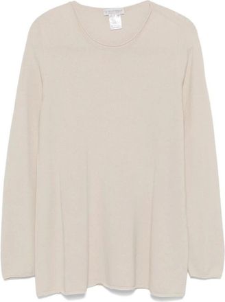 Le Tricot Perugia Beige Wol Zijde Gebreide Trui - Dames - Longsleeves - Beige - S - Wol - Tops