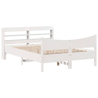 Berkfield Home Bed Frame with Headboard White 150x200 cm King Size Solid Wood Pine