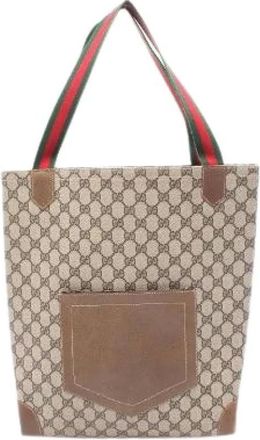 Gucci Pre-owned Tote Bags, female, Beige, Size: ONE SIZE Pre-owned GG Plus Sherry Line Coated Canvas Tote Bag