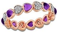 Delmar African Amethyst & Diamond Heart Eternity Band Ring in Purple at Nordstrom Rack, Size 5