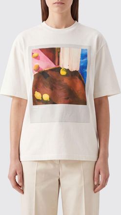 Jil Sander Cotton T-shirt with Graphic Print and Dropped Shoulders