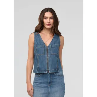 Duer Performance Denim Zip Front Vest in Blue-Ash at Nordstrom, Size X-Small