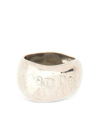Jean Paul Gaultier embossed-logo ring - women - Brass - 60 - Silver