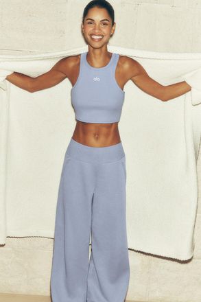 Alo | Serenity Wide Leg Sweatpant in Winter Frost Blue, Size: Medium