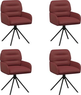 vidaXL Sillas De Comedor Giratorias 4 Uds. Cuero Sint&eacute;tico Rojo Vino Vidaxl