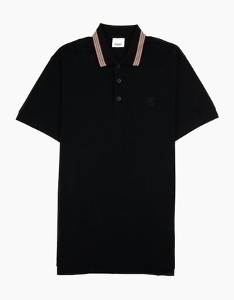 Burberry Mens Burberry Icon Stripe Collar Polo Black - Size: 40