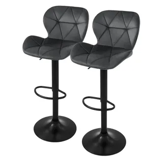 ML Design Ml-design - Set 2x Taburetes De Bar De Terciopelo Gris, Sillas De Mostrador Giratorias 360&deg; Tapizadas Con Altura Regulable 63 - 83 Cm, Asiento De Bist