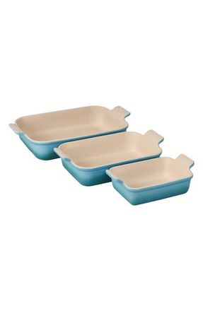 LE CREUSET The Heritage Set of 3 Rectangular Baking Dishes in Caribbean at Nordstrom
