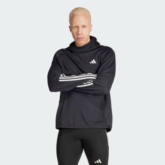 adidas adidas Performance Mens Own the Run 3-Stripes Hoodie - Black - Size X-Small