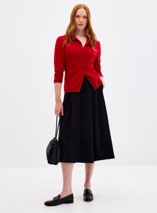 Contemporaine Womens Flared textured crepe pleated skirt
