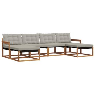vidaXL Conjunto De Sof&aacute;s De Exterior 6 Pcs Gris Natural Y Claro Vidaxl