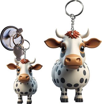 Generic Highland Cow Key Ring | Cattle Cartoon 2D Acrylic Decorative Pendant | Portable Keyring Decorations for Car Keys, Party Favors, Colorf Ornament for Ba
