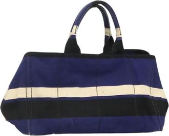 Prada Tweedehands Canvas handtassen - Dames - Vintage Handtas - Blauw - ONE Size - Leer - Vintage