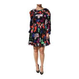 Msgm Floral Ruffle Mini Dress