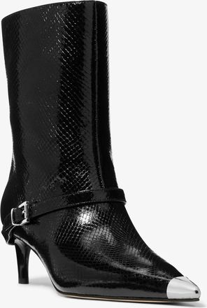 Michael Kors Kasia Snake Embossed Leather Buckle Boot