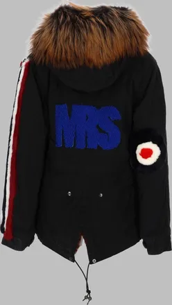 Mr & Mrs Italy Cotton with Fur Inserts Parka - Black