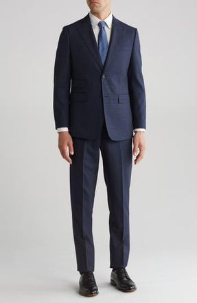 English Laundry Plaid Trim Fit Wool Blend Two-Piece Suit in Navy at Nordstrom Rack, Size 36Regular