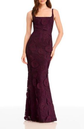 Dress The Population Lorena Floral Appliqu&eacute; Mermaid Gown in Dark Cherry at Nordstrom Rack, Size X-Small
