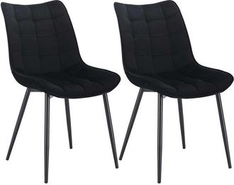 Woltu 2x Sedia da Pranzo Retro Velluto Senza Braccioli Salotto Imbottite Cucina Nero - Woltu
