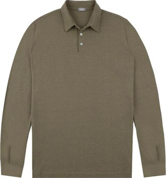 Zanone Groene Denneboom Lange Mouw Polo Shirt - Heren - Polos - Groen - 2XL - Tops