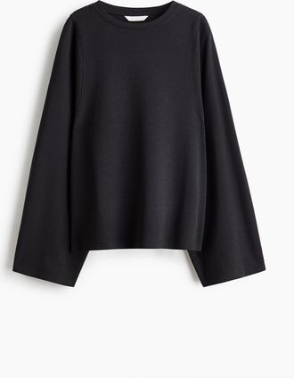 H&M Oversized Interlockshirt - Schwarz