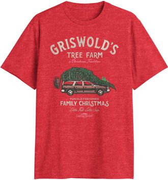 Mad Engine National Lampoon Griswold Family Christmas Tree Farm Vacation T-Shirt, Heather Red, Large