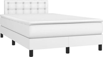 vidaXL Vidaxl - Cama Box Spring Con Colch&oacute;n Cuero Sint&eacute;tico Blanco 120x190 Cm