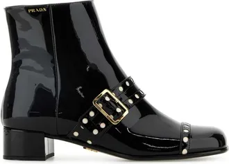 Prada Black Leather Ankle Boots