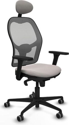 Piqueras y Crespo Piqueras Y Crespo - Jorquera Sincro Malla Gris Similpiel Blanco Brazos 3d Base Nailon Cabecero Fijo Ruedas 65mm Engomada