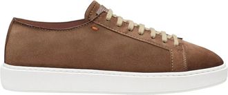 Santoni Suede Sneaker - Heren - Sneakers - Bruin - 41 1/2 EU - Su&egrave;de - Schoenen