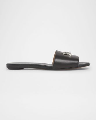 Alexander McQueen Leather Cross-Bar Slide Sandals