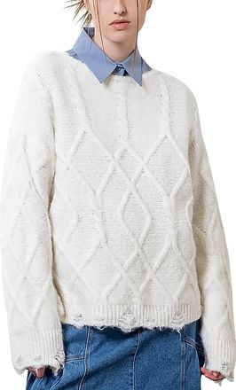 Moon River Moon River Destroyed Cable Sweater Size XS