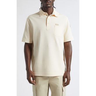 Moncler Cotton Piqu&eacute; Polo in Ivory at Nordstrom, Size Xx-Large