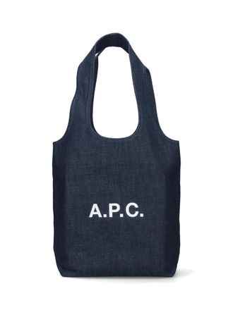 A.P.C. Navy Blue Ninon Fabric Tote Bag