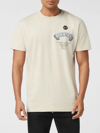 Philipp Plein Cotton Jersey T-shirt with Crew Neck and Skull Logo Print