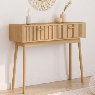 IDMarket Console 2 tiroirs juliette effet lattes
